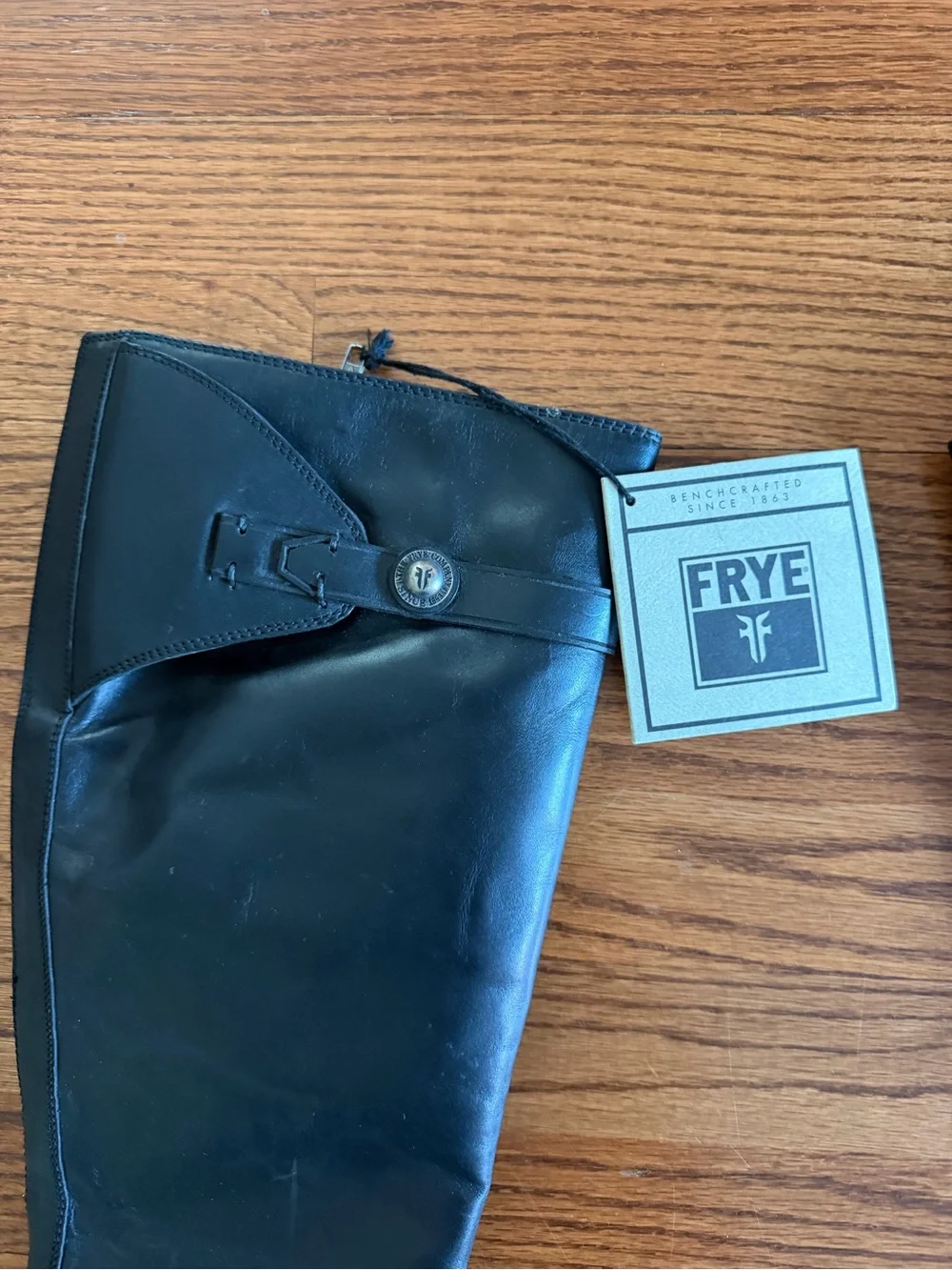 NWT FRYE Malorie Tall button Black Leather Knee-High Block Heel Boots 9.5